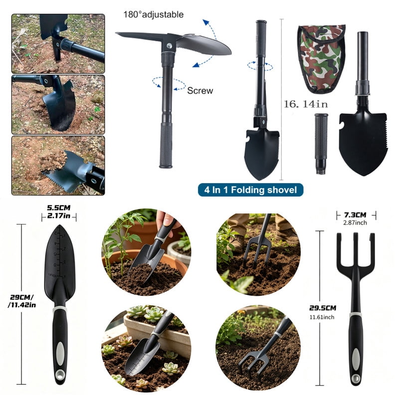 Eight-Piece Garden Tool Kit with Side-Pocket Carry Tote - Image 6