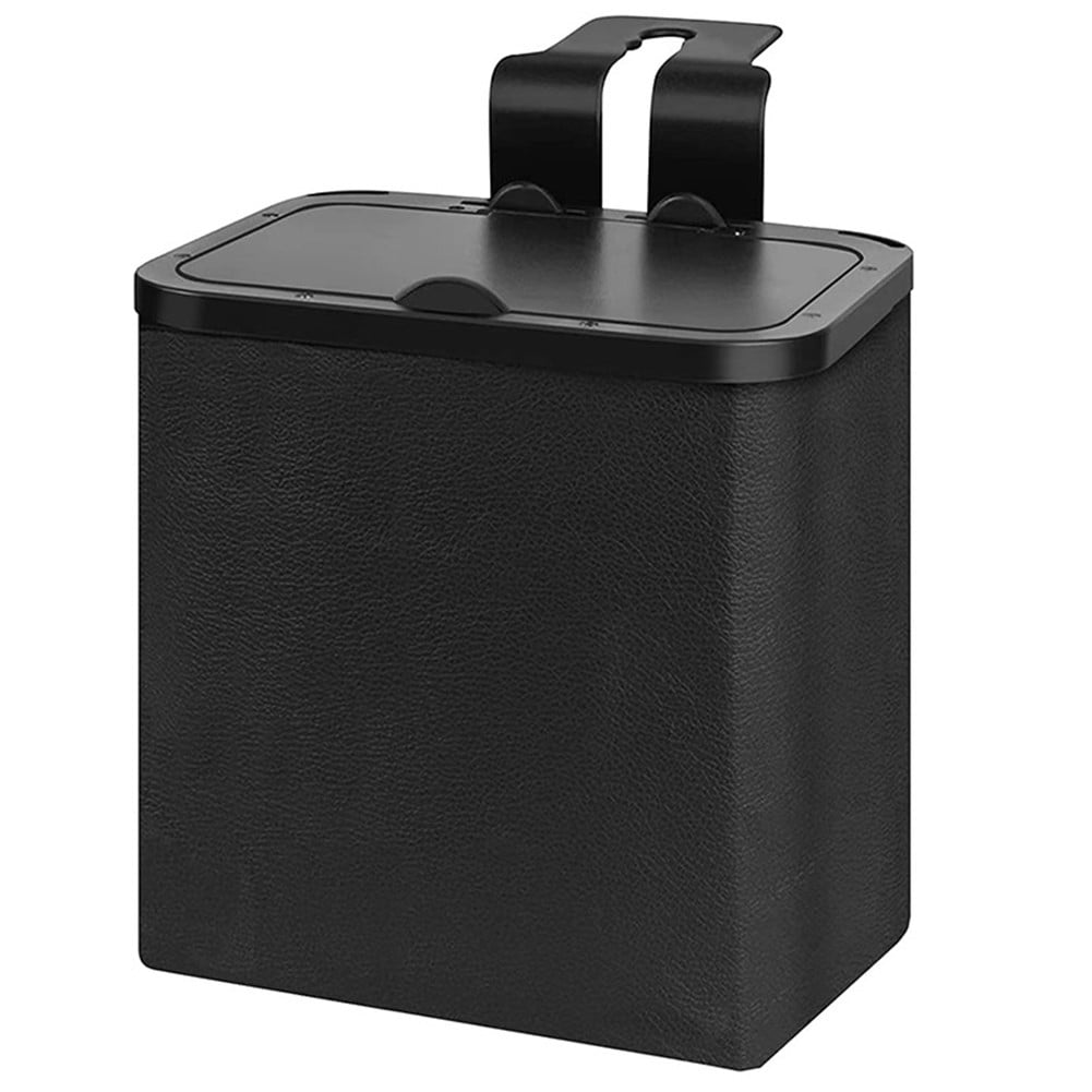 Lidded Car Trash Bin in Leather and ABS with Hanging Hook - Image 6