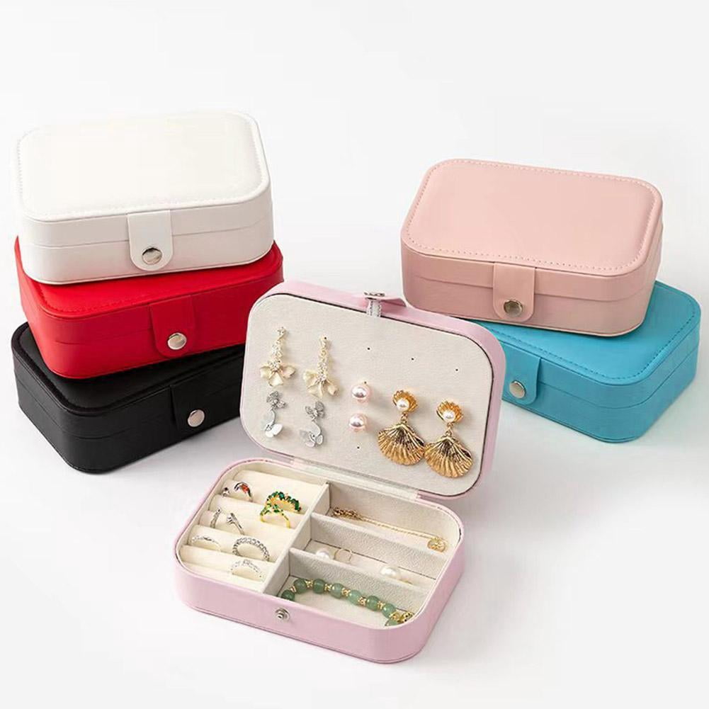 Double-Layer Travel Jewellery Case in PU Leather with Ring Grooves - Image 6