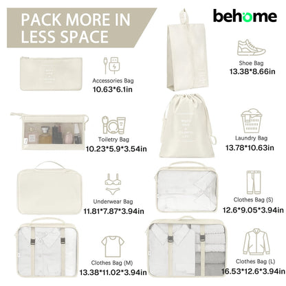 Eight-Piece Packing Cube Set with Shoe, Toiletry and Laundry Bags - Image 2