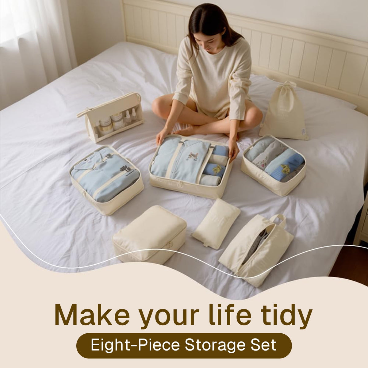 Eight-Piece Packing Cube Set with Shoe, Toiletry and Laundry Bags - Image 5