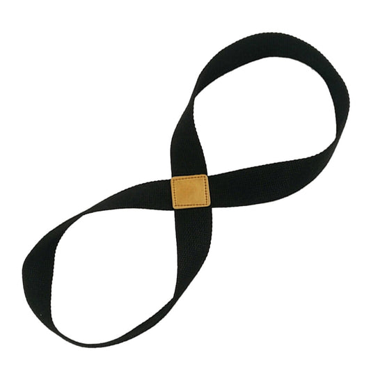 Cotton Stretching Strap for Yoga and Pilates, 50 by 3.8 cm, Black