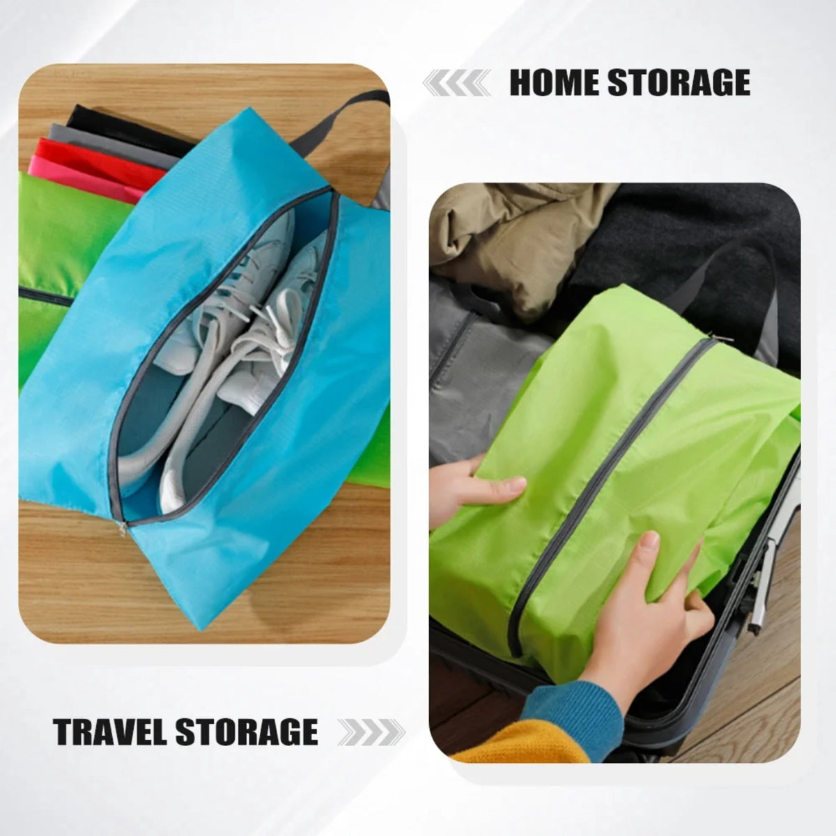 Zippered Travel Shoe Bags in Six Colours, 16.5 Inches, Set of 6 - Image 2