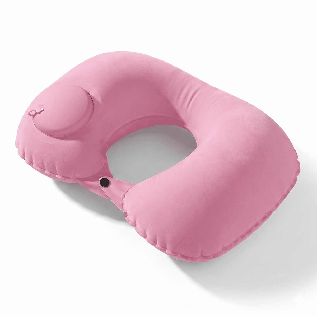 Self-Inflating U-Shaped Travel Neck Pillow with Built-In Hand Pump