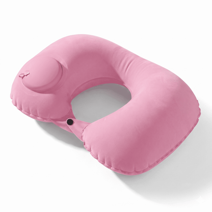 Self-Inflating U-Shaped Travel Neck Pillow with Built-In Hand Pump