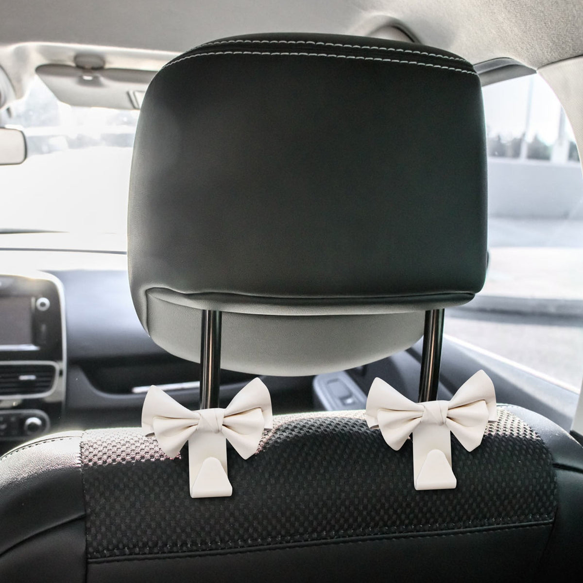 Bow-Shaped Headrest Hooks for Bags in the Car, ABS, Pair - Image 3