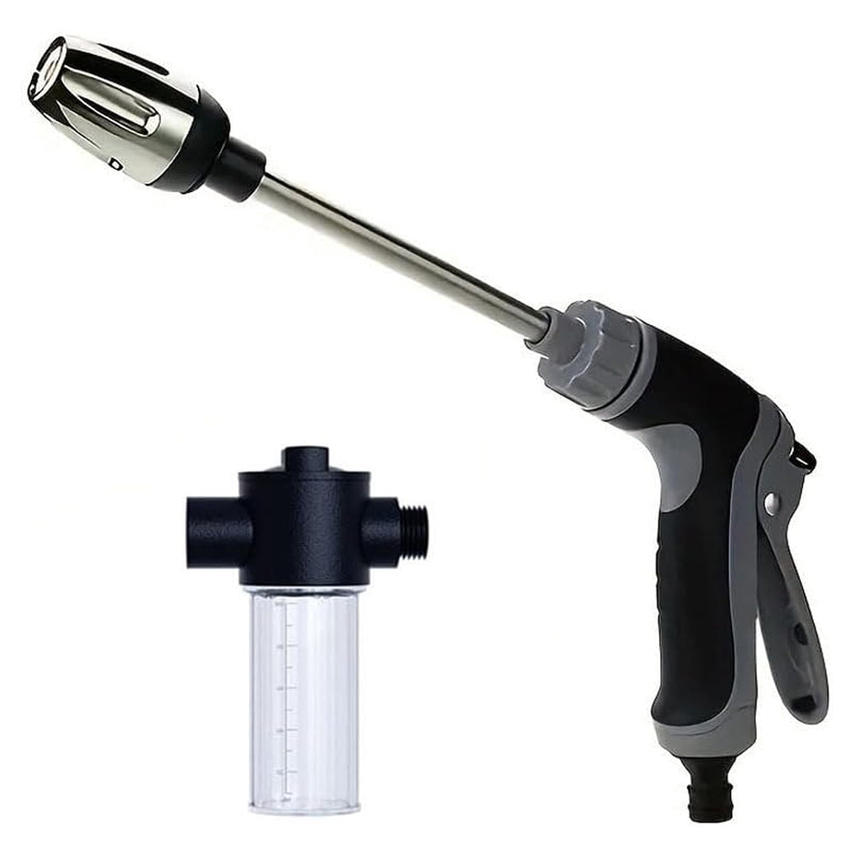 Garden Hose Foam Nozzle with 3.5 oz Soap Bottle and Brass Tip