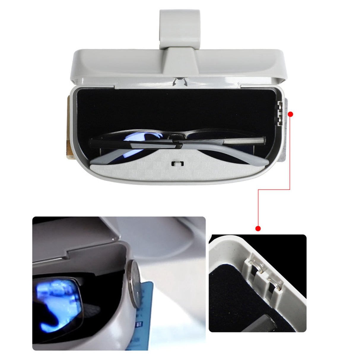 Magnetic Sunglasses Case for the Car Sun Visor, Clip-On - Image 4