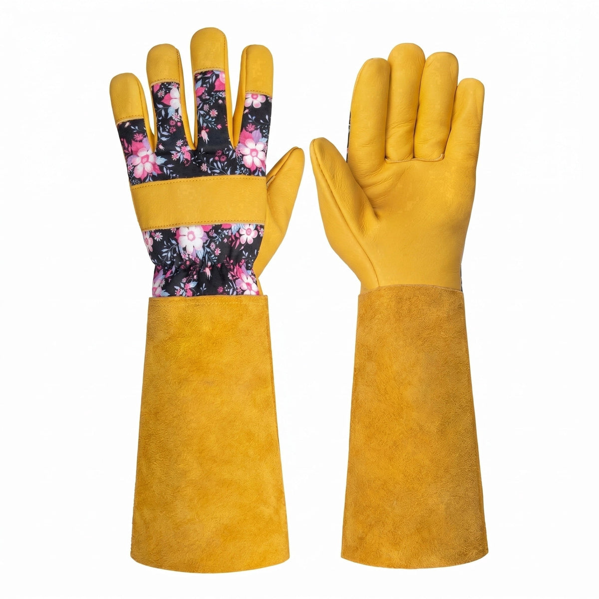 Long Leather Gardening Gloves with Gauntlet Cuff for Rose Pruning