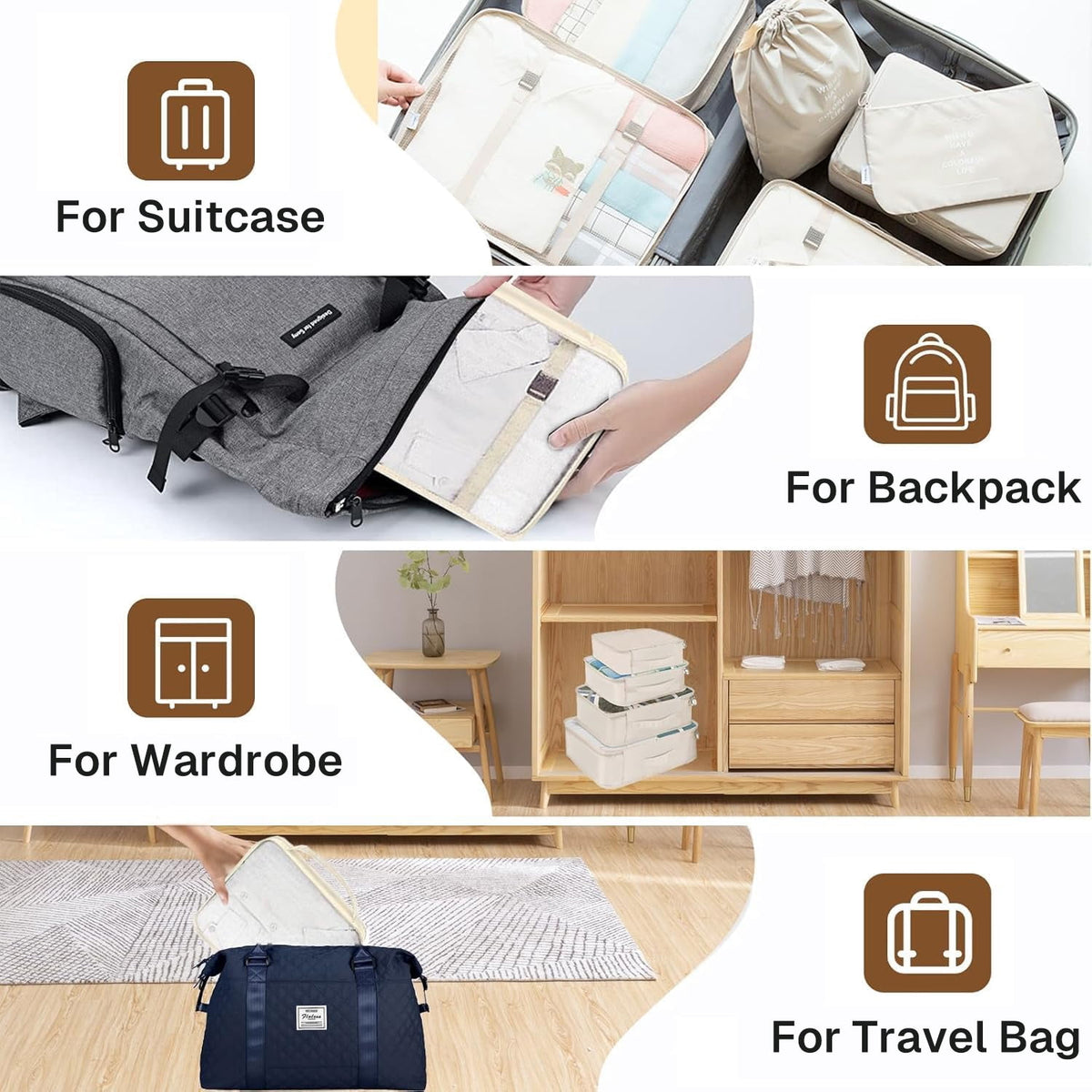 Eight-Piece Packing Cube Set with Shoe, Toiletry and Laundry Bags - Image 6