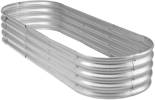 Raised Garden Bed in Galvanized Steel, 6 by 2 by 1 Feet, Oval