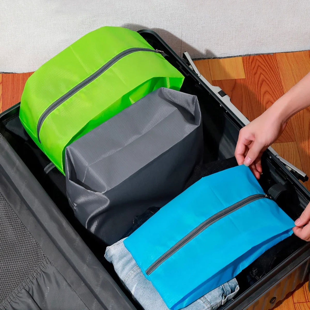 Zippered Travel Shoe Bags in Six Colours, 16.5 Inches, Set of 6 - Image 6
