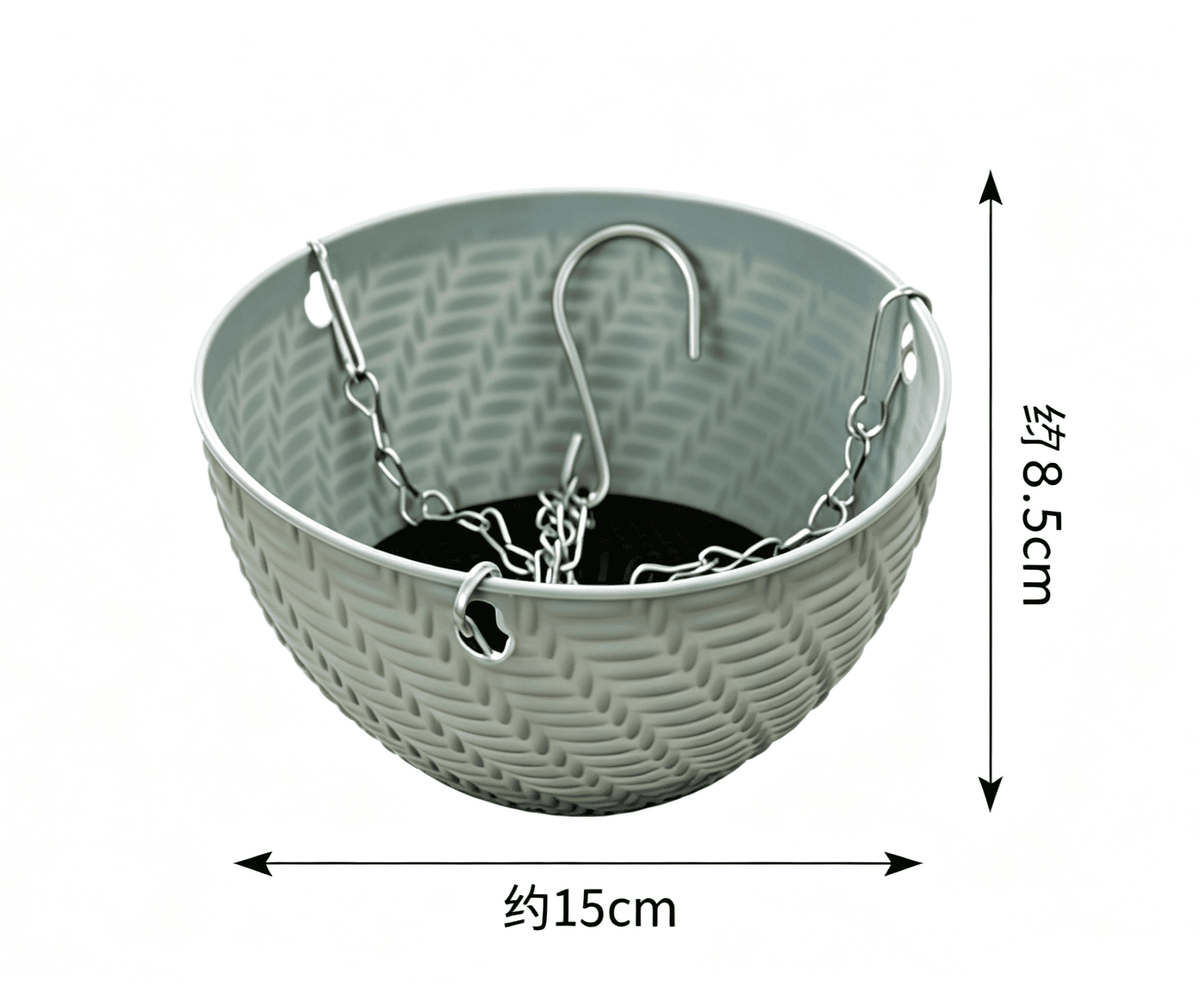 Hanging Iron Planter with Chain and Drainage Plug, 5.91 Inches - Image 3