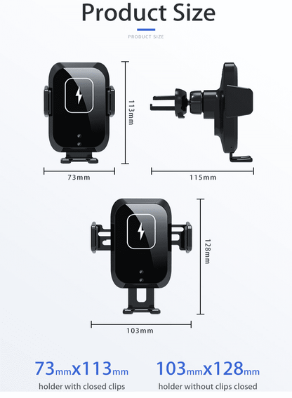 Auto-Clamping Wireless Car Charger Mount for Air Vents, 15 W - Image 2