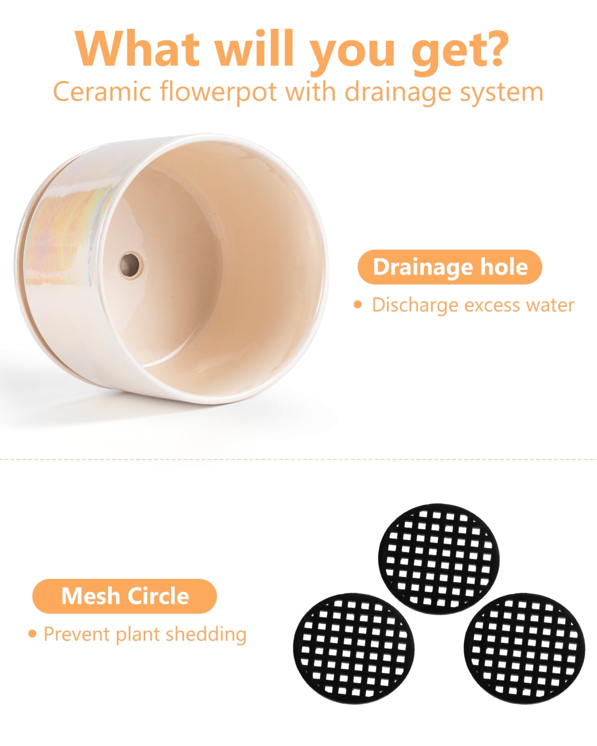 Glazed Ceramic Plant Pots with Drainage Holes, 4, 5 and 6 Inch Set of 3 - Image 4