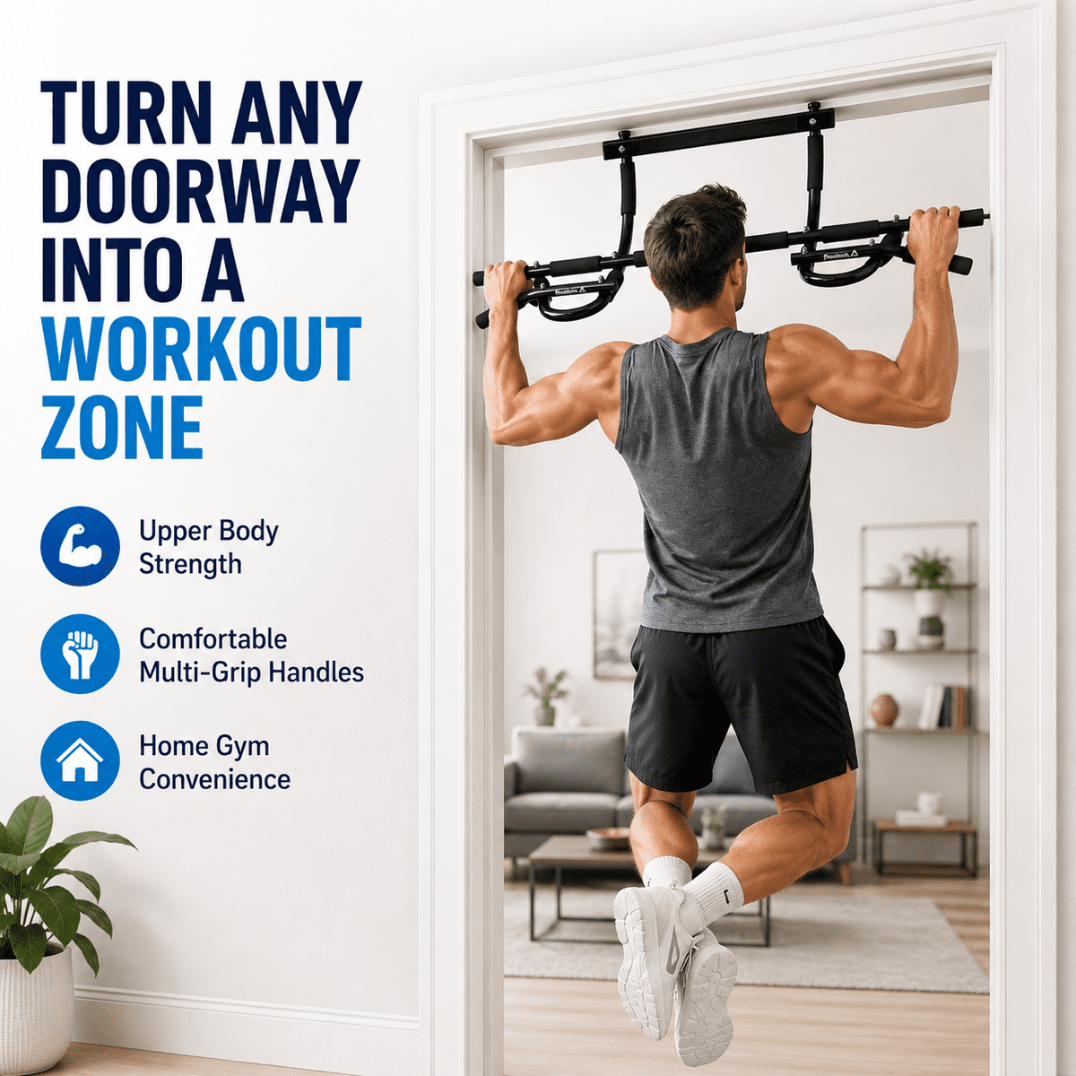 Multi-Grip Doorway Pull-Up Bar with 12 Hand Positions, 300 lb Rated - Image 6