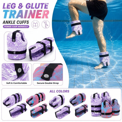 Buoyant Foam Ankle Cuffs for Pool Workouts, Adjustable, Set of 2 - Image 2