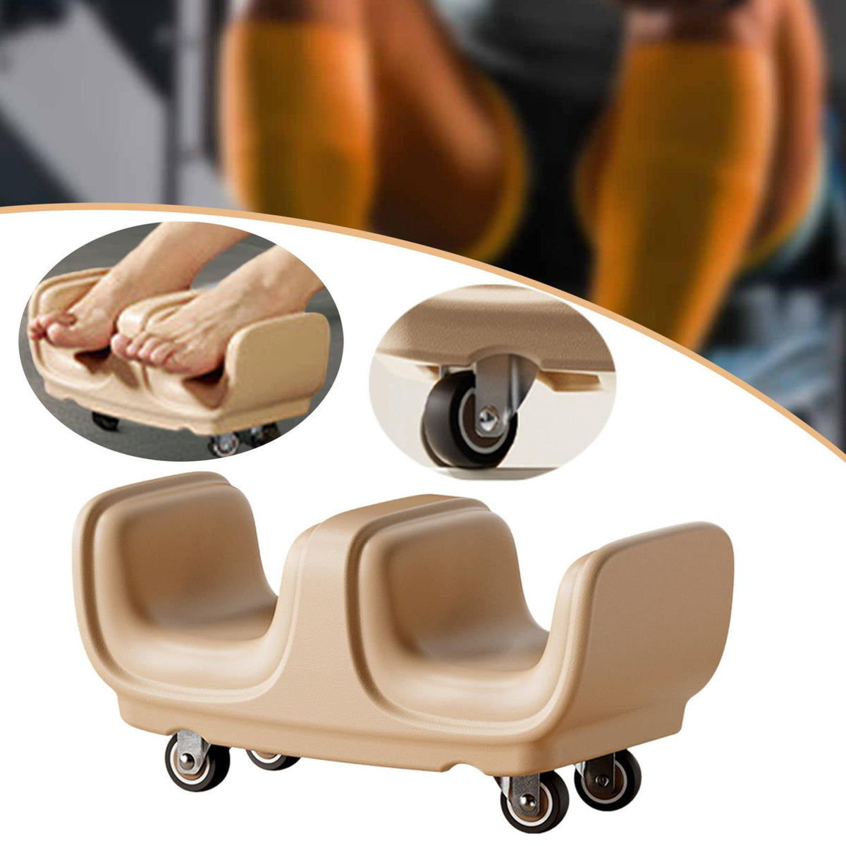 Four-Wheel Ab Roller with Padded Leg Rest and Push-Up Handles - Image 6
