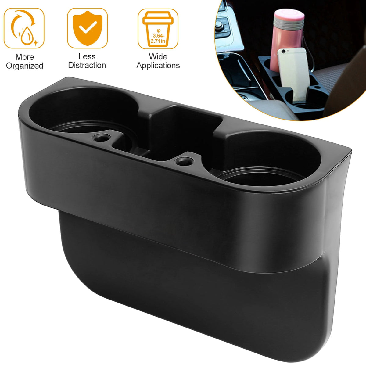 Seat Gap Wedge with Two Cup Holders and a Centre Tray - Image 4