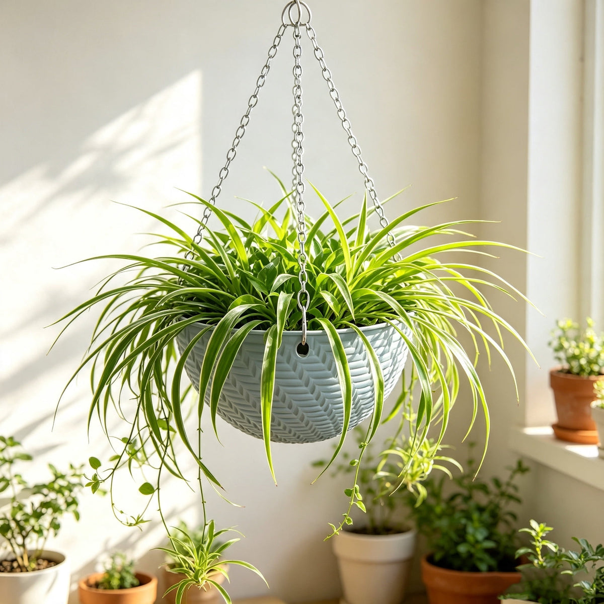 Hanging Iron Planter with Chain and Drainage Plug, 5.91 Inches - Image 4