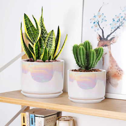 Glazed Ceramic Plant Pots with Drainage Holes, 4, 5 and 6 Inch Set of 3 - Image 3