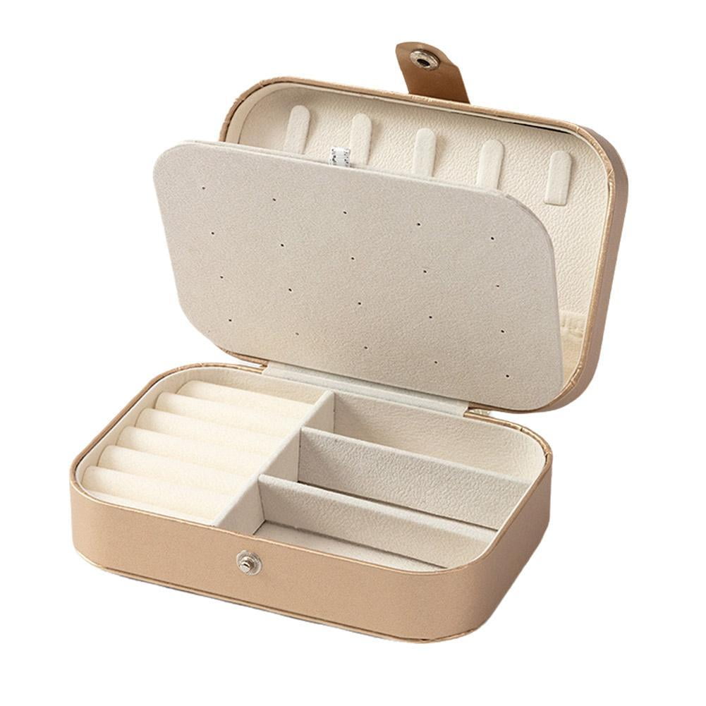 Double-Layer Travel Jewellery Case in PU Leather with Ring Grooves