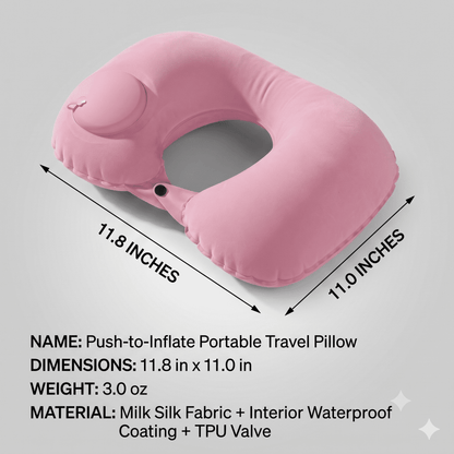 Self-Inflating U-Shaped Travel Neck Pillow with Built-In Hand Pump - Image 5