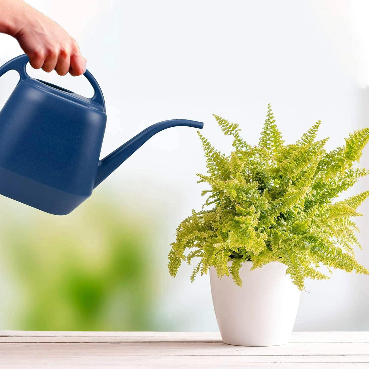 Small Long-Spout Watering Can for Indoor Plants, Blue Plastic - Image 5