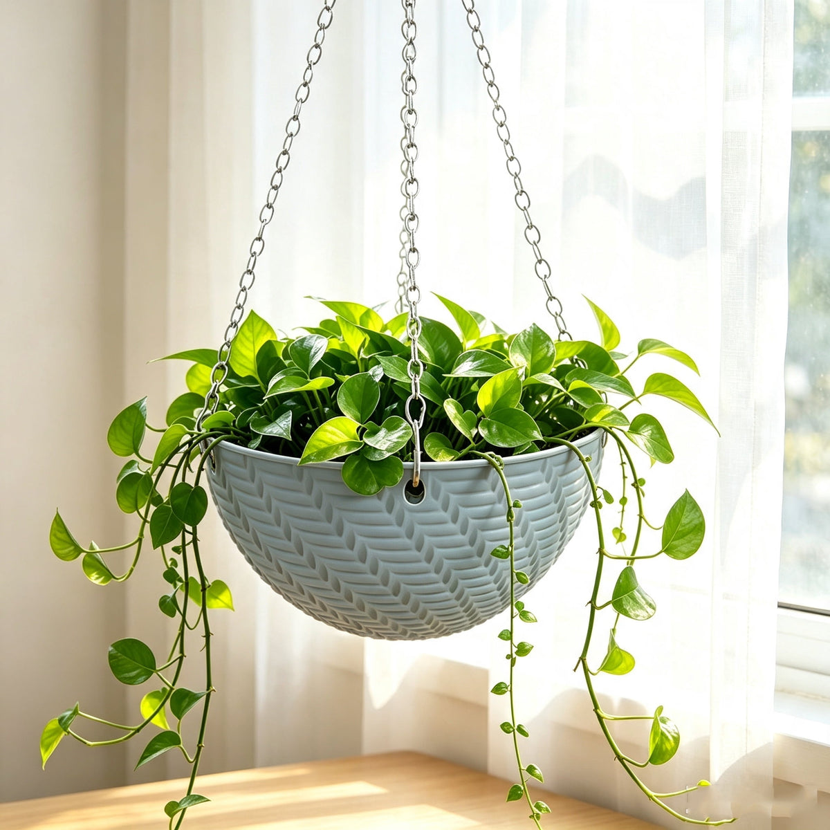 Hanging Iron Planter with Chain and Drainage Plug, 5.91 Inches - Image 5