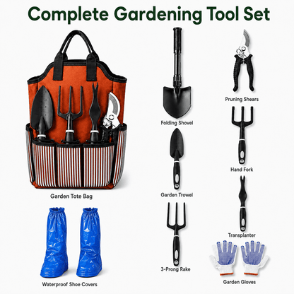 Eight-Piece Garden Tool Kit with Side-Pocket Carry Tote - Image 2