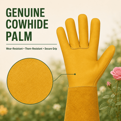 Long Leather Gardening Gloves with Gauntlet Cuff for Rose Pruning - Image 2