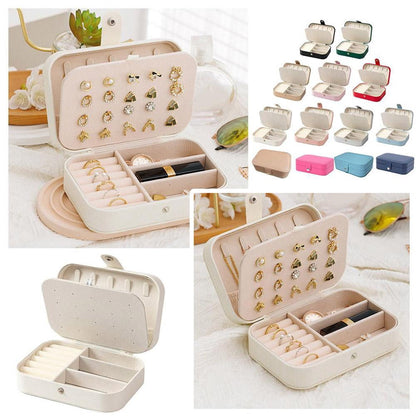 Double-Layer Travel Jewellery Case in PU Leather with Ring Grooves - Image 5