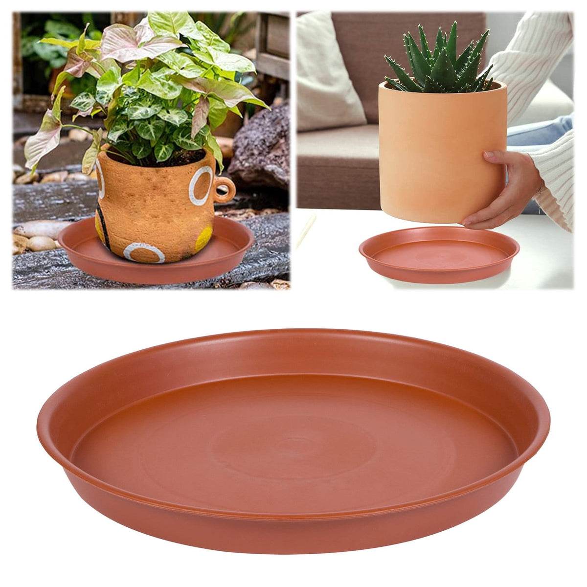 Round Plastic Plant Saucer with Lace Rim, 10 Inch Drip Tray - Image 2