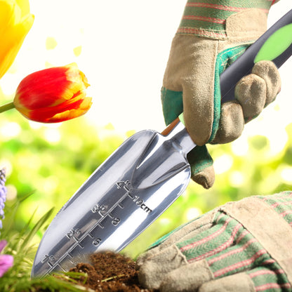 Aluminium Garden Trowel with Depth Scale and Hanging Hole, Green - Image 6