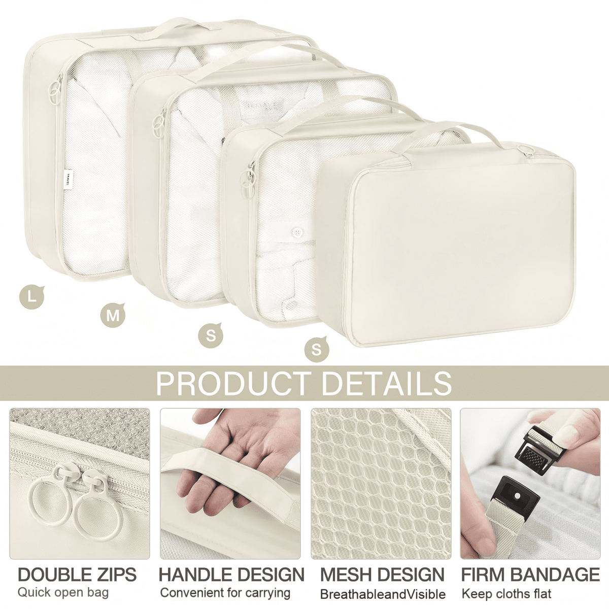 Eight-Piece Packing Cube Set with Shoe, Toiletry and Laundry Bags - Image 3