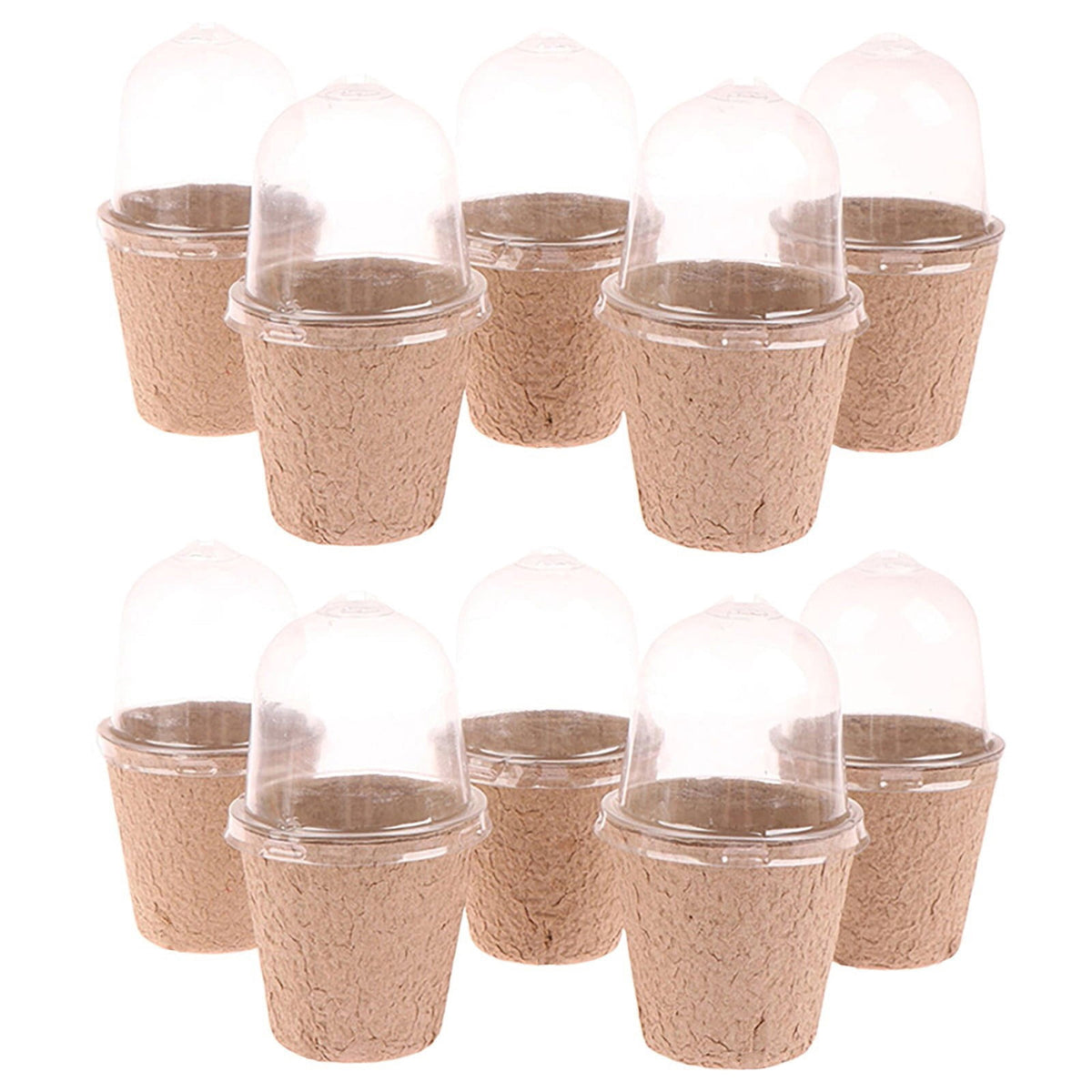 Biodegradable Peat Seed Starter Pots with Humidity Dome, 2.36 Inch, Set of 10 - Image 3